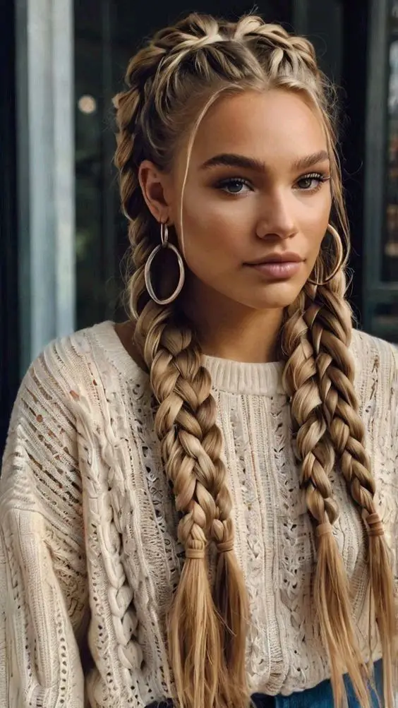 20 Trendy Hairstyles for Women in Their 30s to Rock Now 3 2. Double Dutch Statement Braids