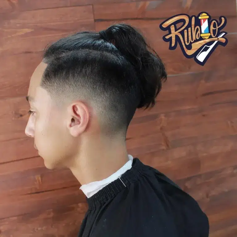 Low Fade with Top Knot