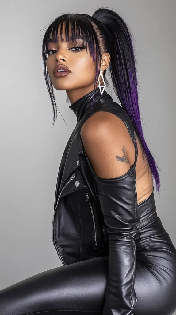 15 Spring Weave Ponytail Hairstyles with Bangs: Trendy Styles for Every Occasion 3 Metropolitan Edge Weave Ponytail with Bold Bangs