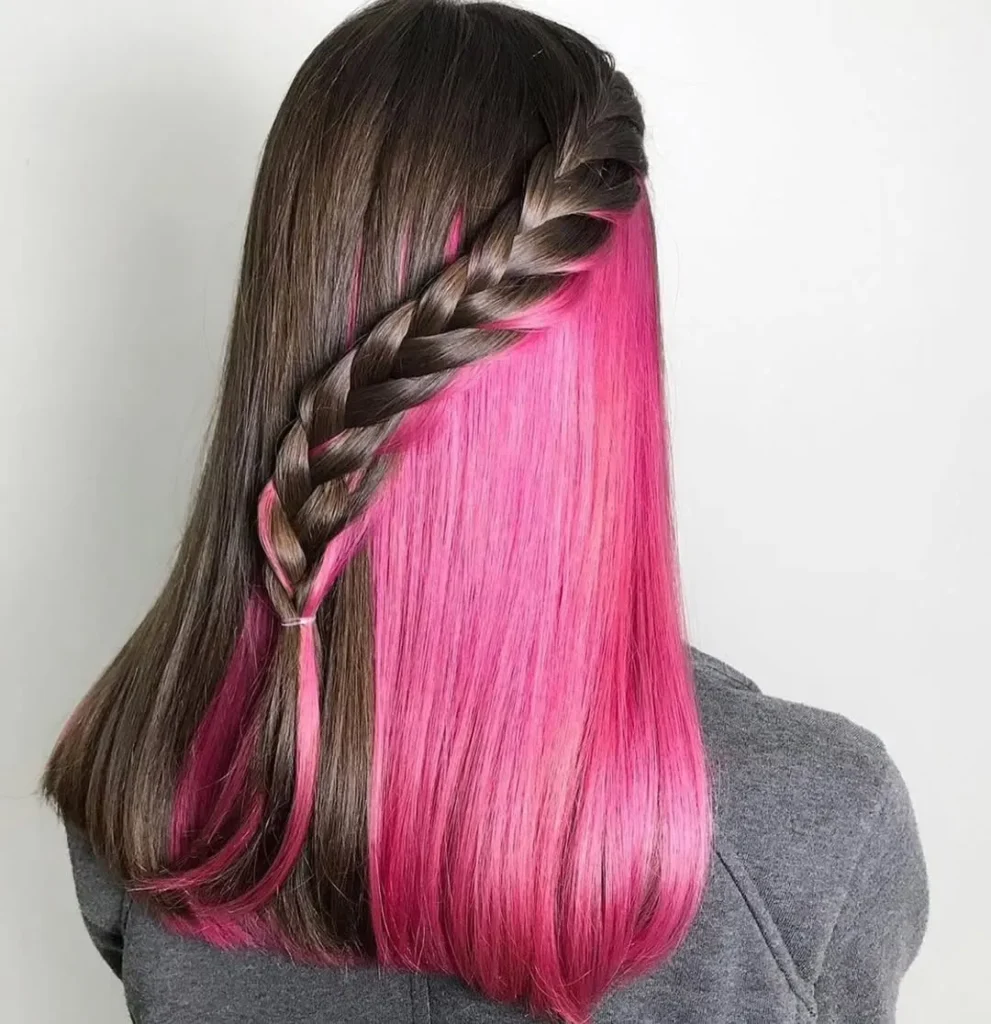 21 Glamorous Hairstyles for Straight Hair -That Showcase Its Natural Shine 15 Half-Up Braid with Bold Color – A Stylish, Two-Toned Look for Straight Hair