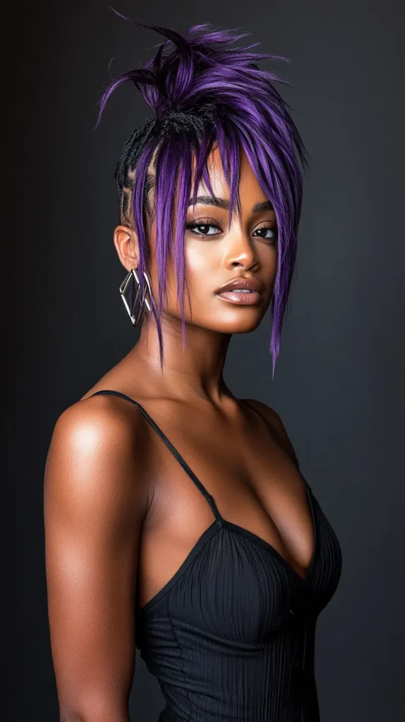 15 Spring Weave Ponytail Hairstyles with Bangs: Trendy Styles for Every Occasion 12 Two-Tone Spiky Textured Ponytail with Choppy Micro Bangs