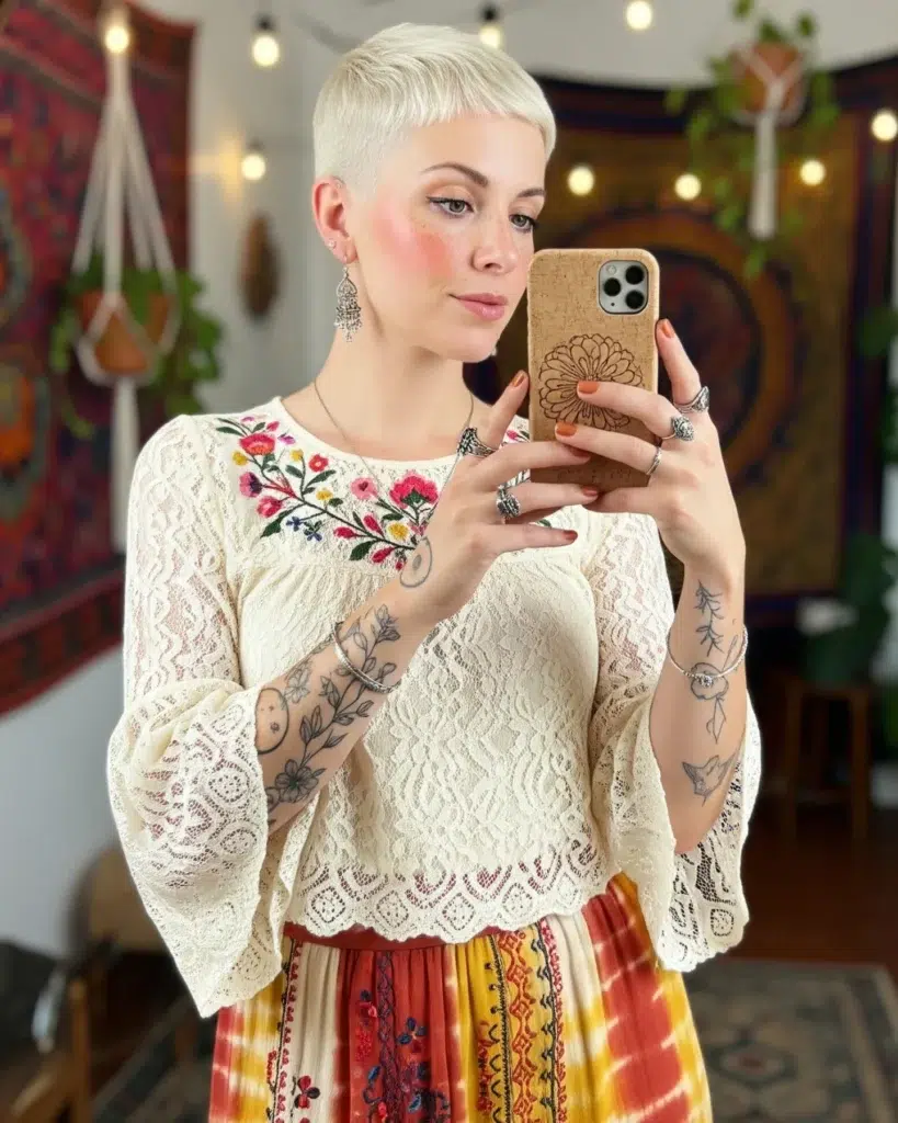 5. Platinum Buzz Cut for Artistic Vibes