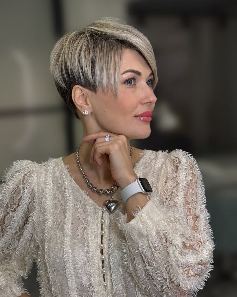 10. Asymmetrical Pixie Bob with Icy Highlights