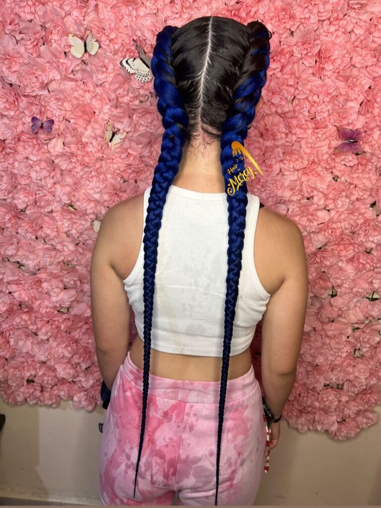 1. Electric Blue Two Long Braids