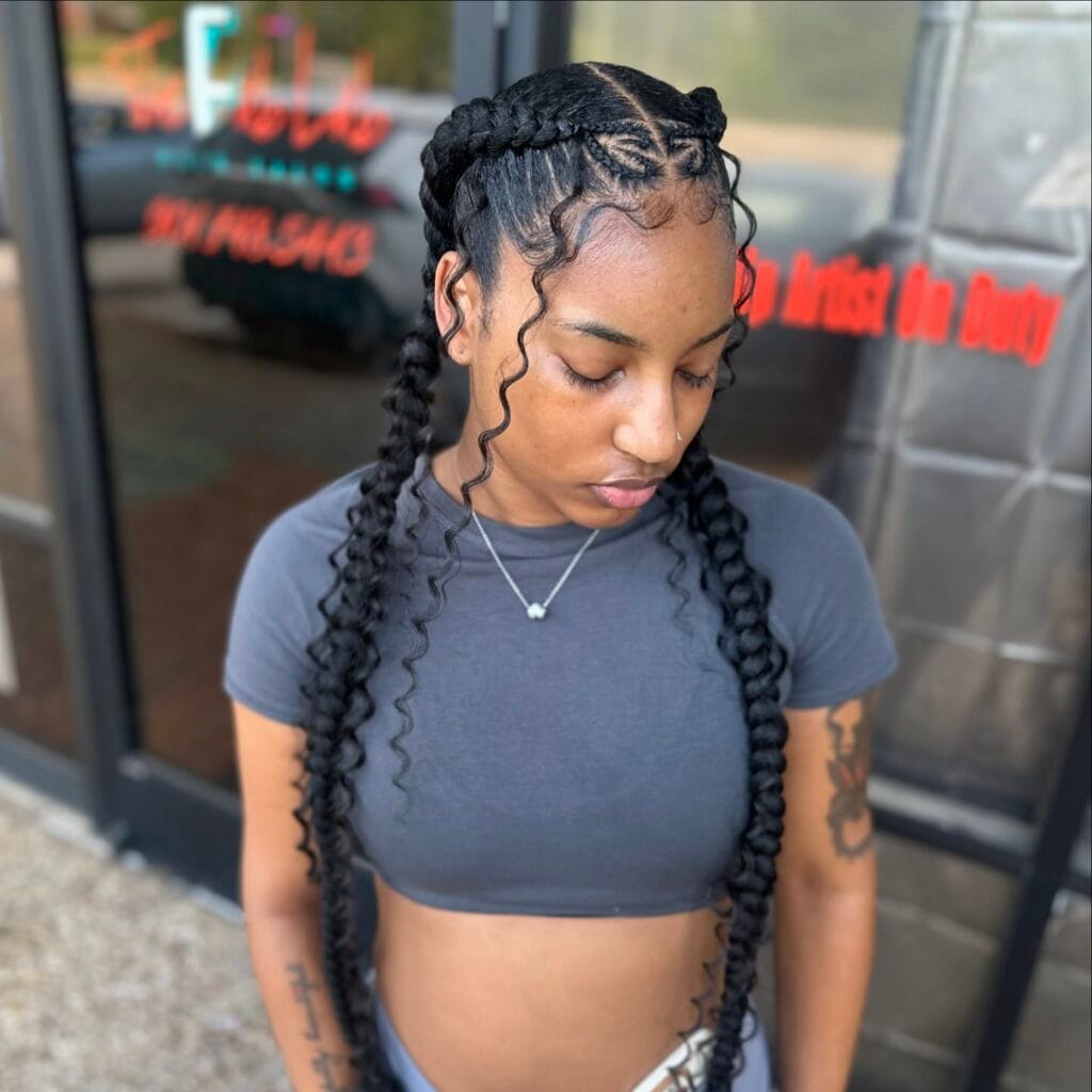 2. Romantic Two Braids with Loose Curls
