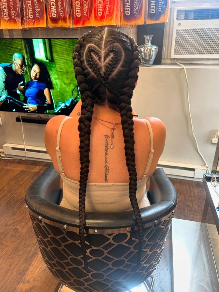 11. Heart Design Two Long Braids