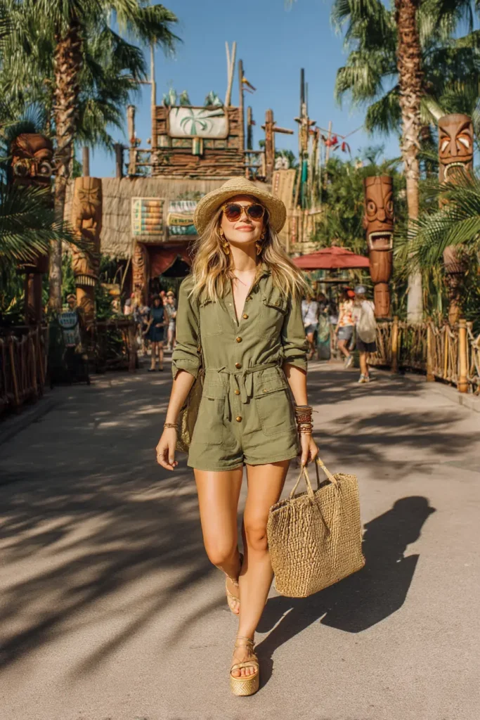 20 Cool Theme Park Outfit Ideas: Effortless Styles That Keep You Moving 11 #10. Safari Chic & Jungle Trails