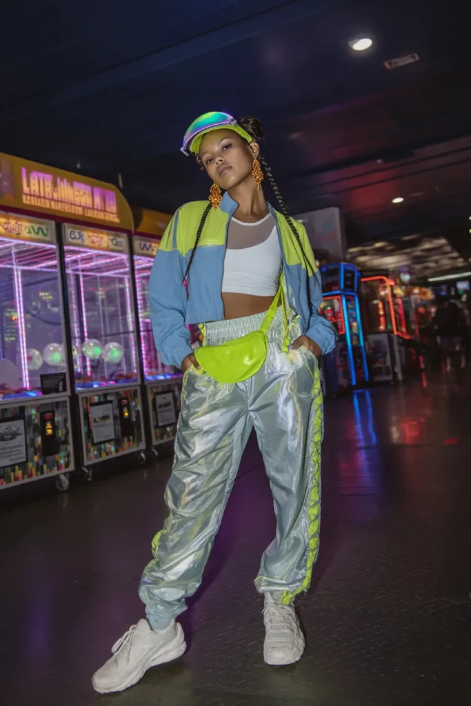 20 Cool Theme Park Outfit Ideas: Effortless Styles That Keep You Moving 15 #14. Arcade Neon & Futuristic Streetwear