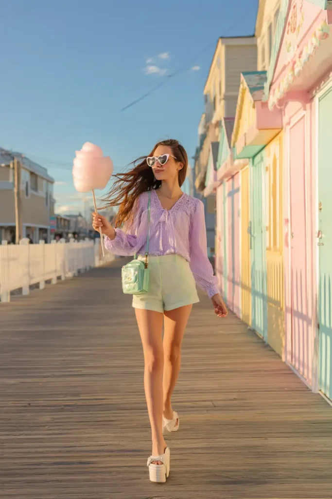 #15. Pastel Poplin Blouse with Mint Green Shorts