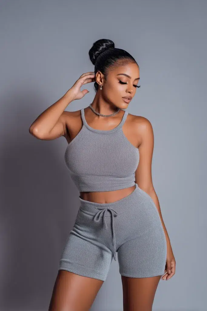 #21. Ribbed Knit Co-Ord Set in Slate Gray