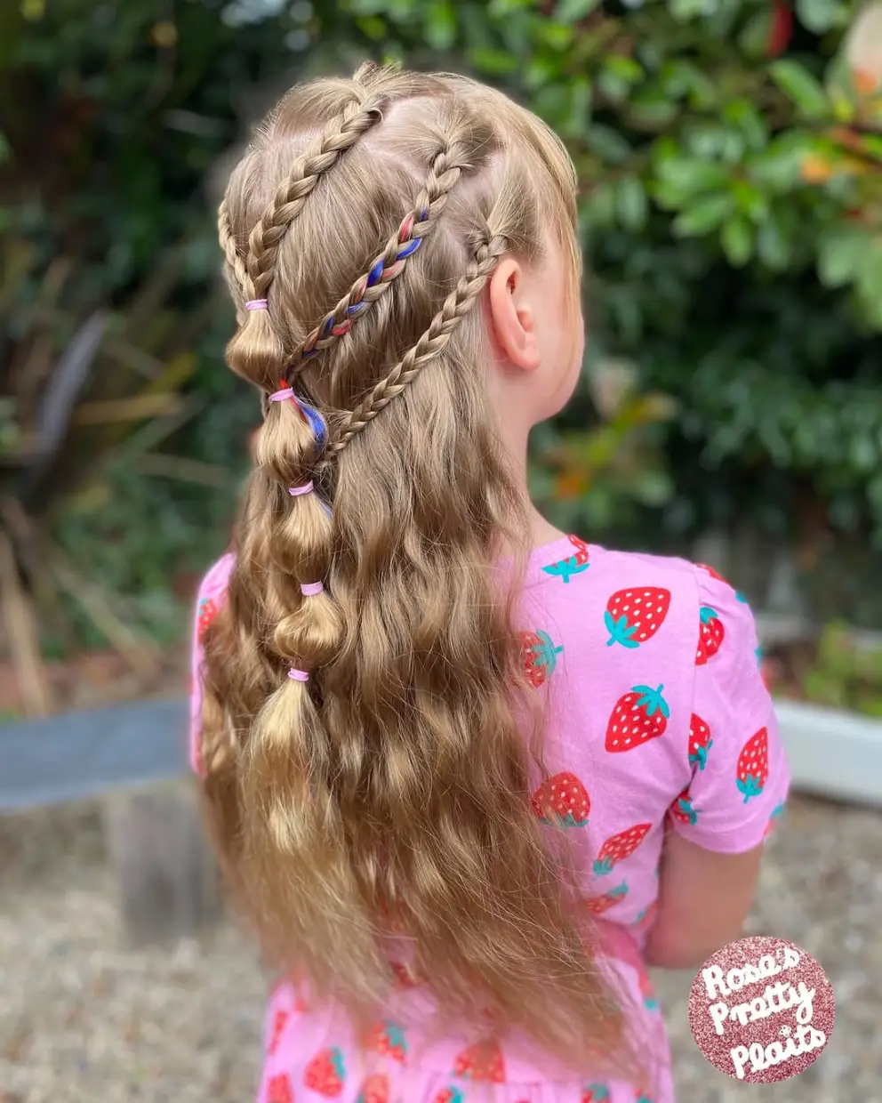 Braided Bubble Half-Up with Color Pops