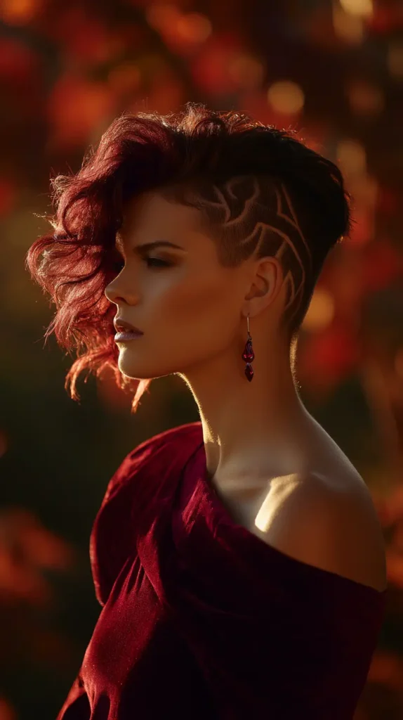 15 Edgy Shaved Side Hairstyles: Stand Out From The Crowd 7 Crimson Flame Side-Swept Undercut