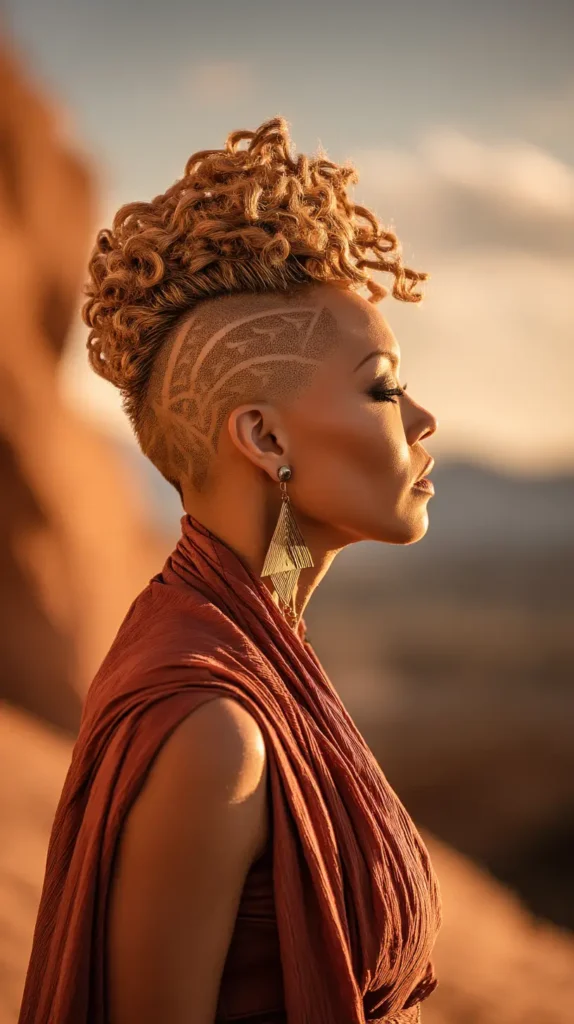 15 Edgy Shaved Side Hairstyles: Stand Out From The Crowd 9 Desert Sunset Topknot Fade