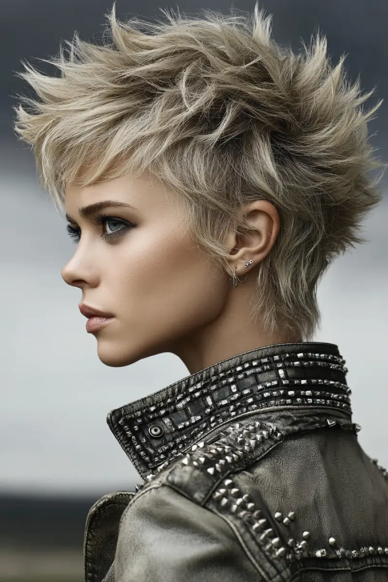 25 Trendy Wolf Haircut Ideas for Women: Chic Layers and Textures to Rock This Season 3 Edgy Spiked Wolf Cut with Tapered Sides