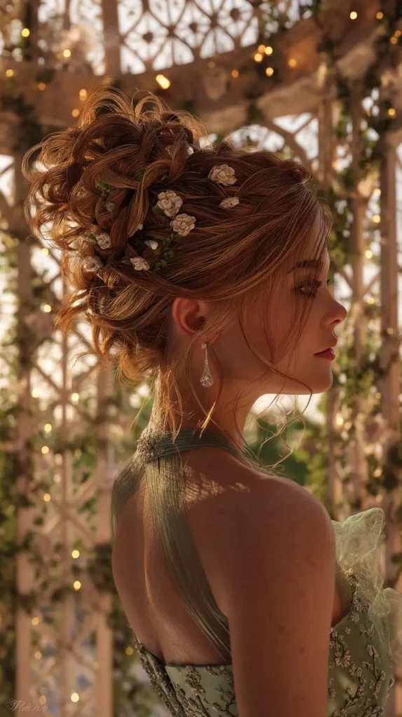 15 Glamorous Prom Hairstyles for Medium Length Hair: No Salon Required 8 Enchanted Garden Updo