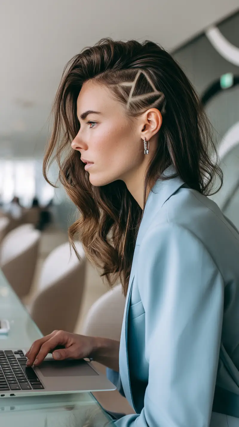 20 Classy Work Hairstyles Ideas for Girls: Elegant and Easy Styles to Wear Daily 10 Geometric Undercut with Voluminous Waves