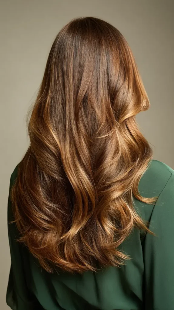 15 Sultry Autumn Hair Color Ideas for Brunettes: Spice Up Your Look 14 Gilded Oak Glimmer