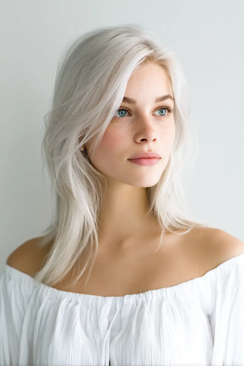 21 Trendy Medium Length Layered Hairstyles: Modern Styles for a Fresh Update 21 Icy Blonde Layers with Natural Flow