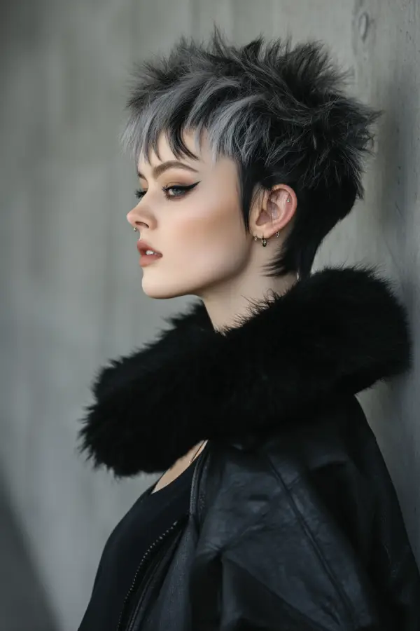 25 Trendy Wolf Haircut Ideas for Women: Chic Layers and Textures to Rock This Season 10 Icy Silver-Tipped Pixie Wolf Cut on Jet Black Base