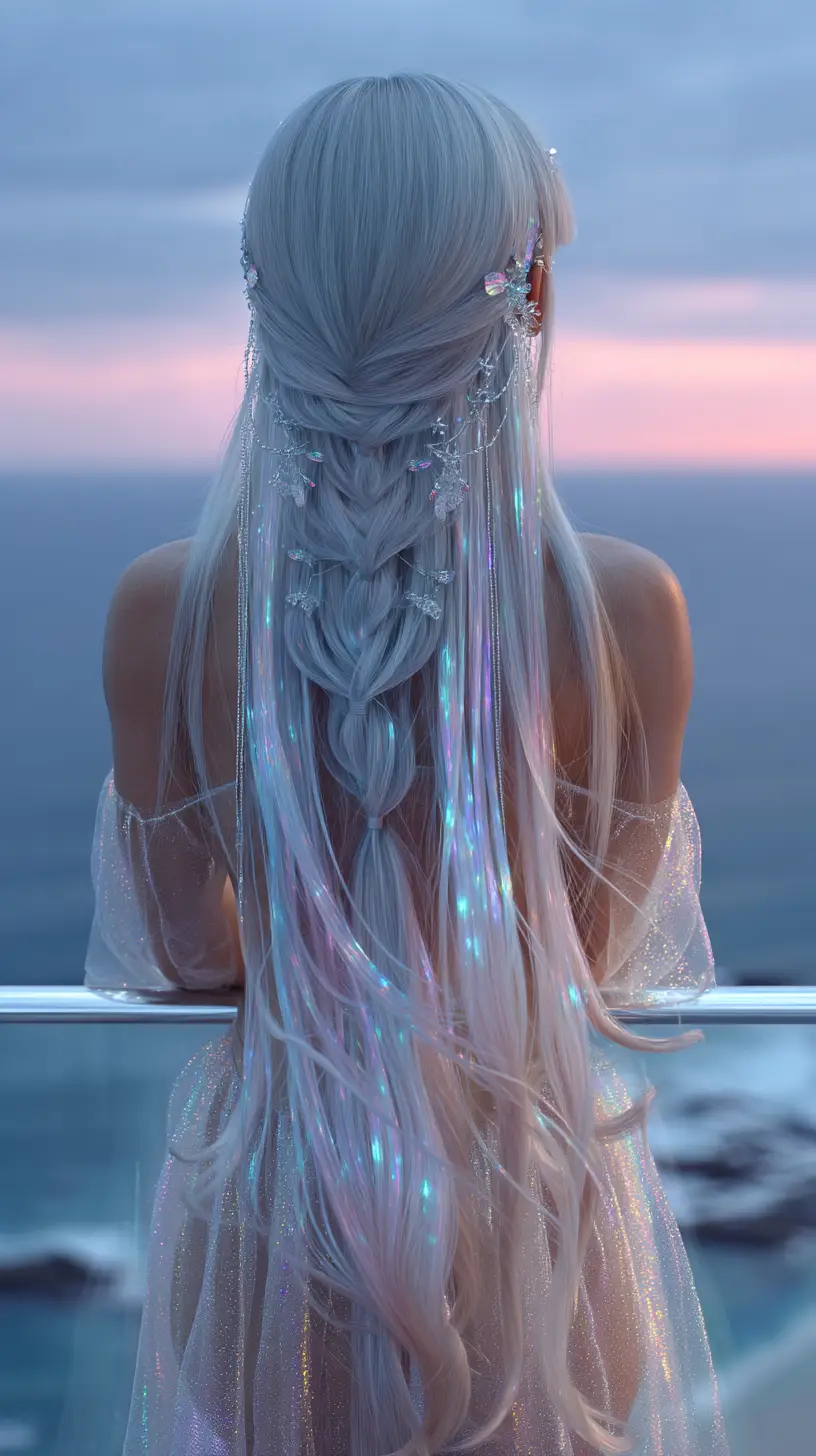 Iridescent Ocean Braid with Crystal Chains