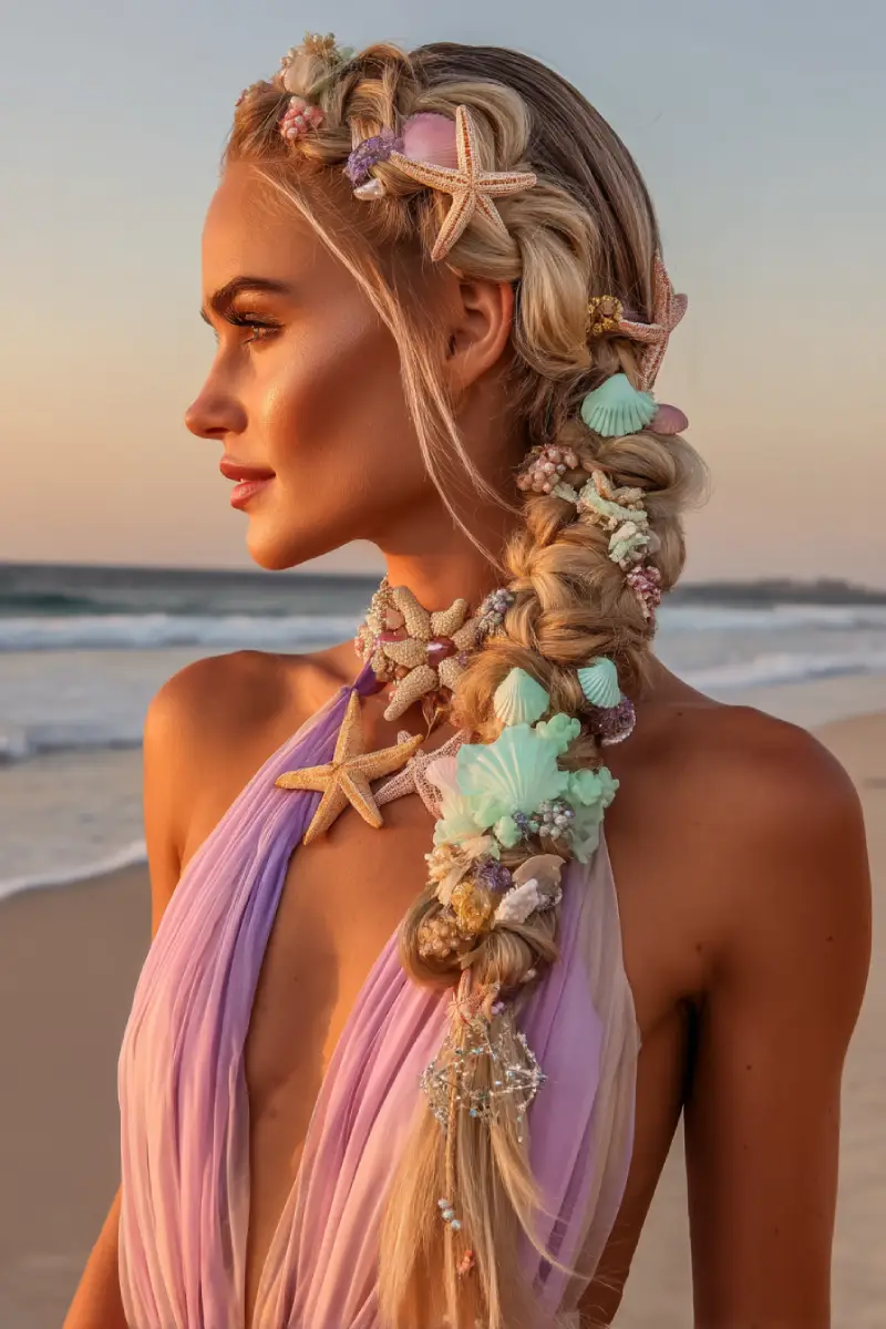 25 Best Beach Hairstyles For Summer: Fresh Hair Inspo for Sandy Adventures 11 Ocean-Inspired Mermaid Bubble Braid