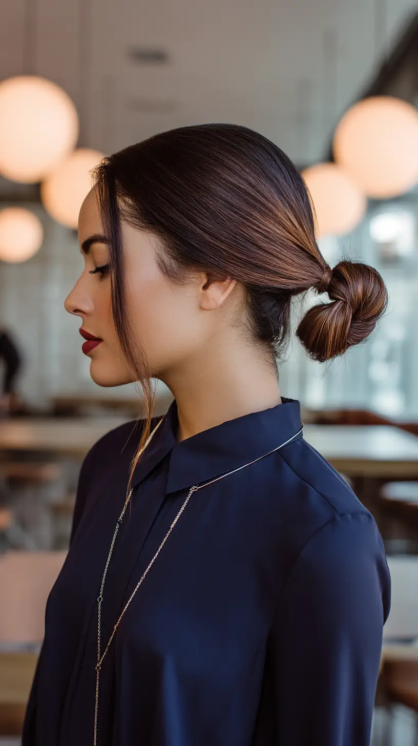 20 Classy Work Hairstyles Ideas for Girls: Elegant and Easy Styles to Wear Daily 16 Polished Low Knot with Sleek Part