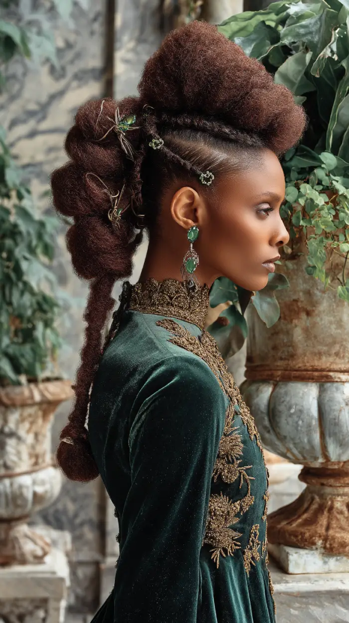 Regal Twisted Mohawk with Emerald Accents