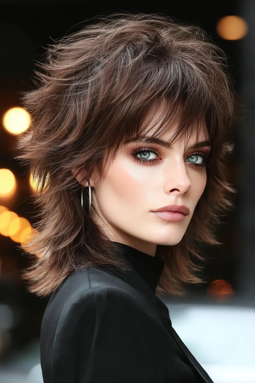 25 Trendy Wolf Haircut Ideas for Women: Chic Layers and Textures to Rock This Season 13 Shaggy Layered Wolf Cut in Rich Chestnut Brown