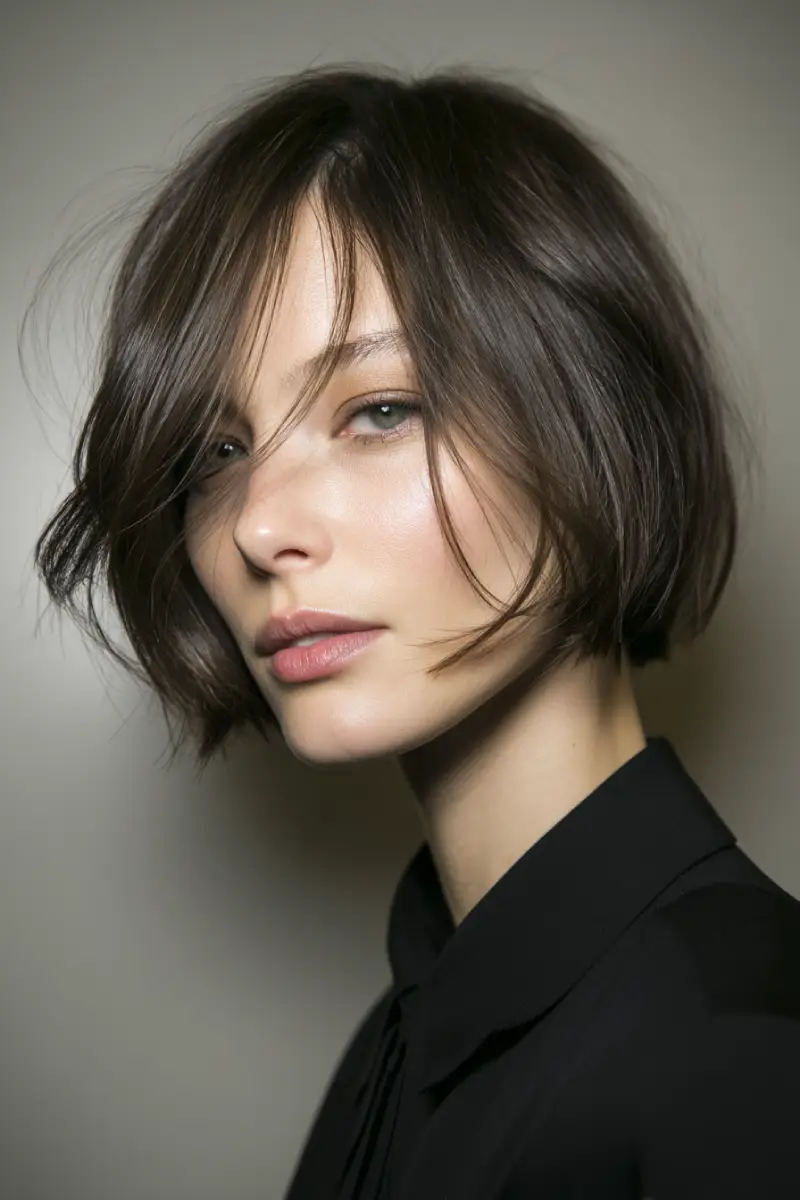 21 Trendy Medium Length Layered Hairstyles: Modern Styles for a Fresh Update 17 Softly Layered French Bob with Wispy Strands