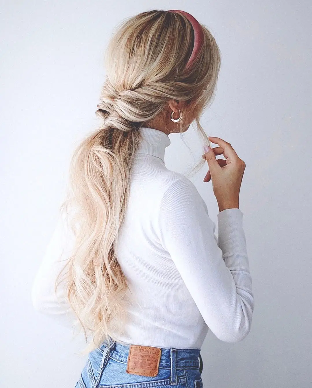 20 Classy Work Hairstyles Ideas for Girls: Elegant and Easy Styles to Wear Daily 17 Twisted Low Pony with Headband Accent