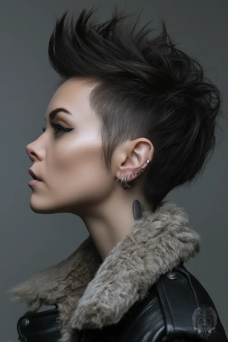 25 Trendy Wolf Haircut Ideas for Women: Chic Layers and Textures to Rock This Season 17 Undercut Pixie Wolf Cut with Voluminous Spiked Crown
