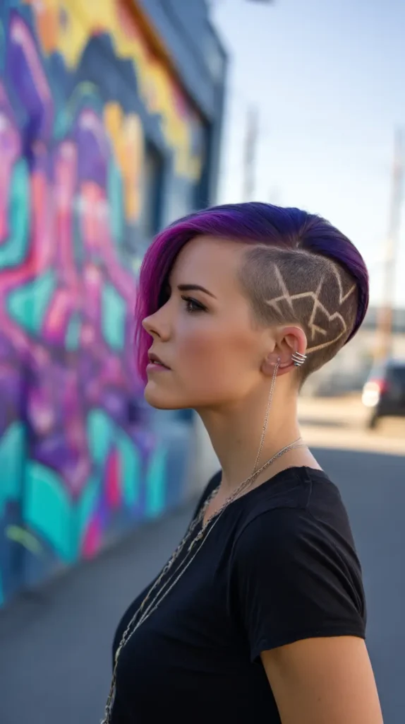 15 Edgy Shaved Side Hairstyles: Stand Out From The Crowd 13 Urban Neon Geometric Undercut