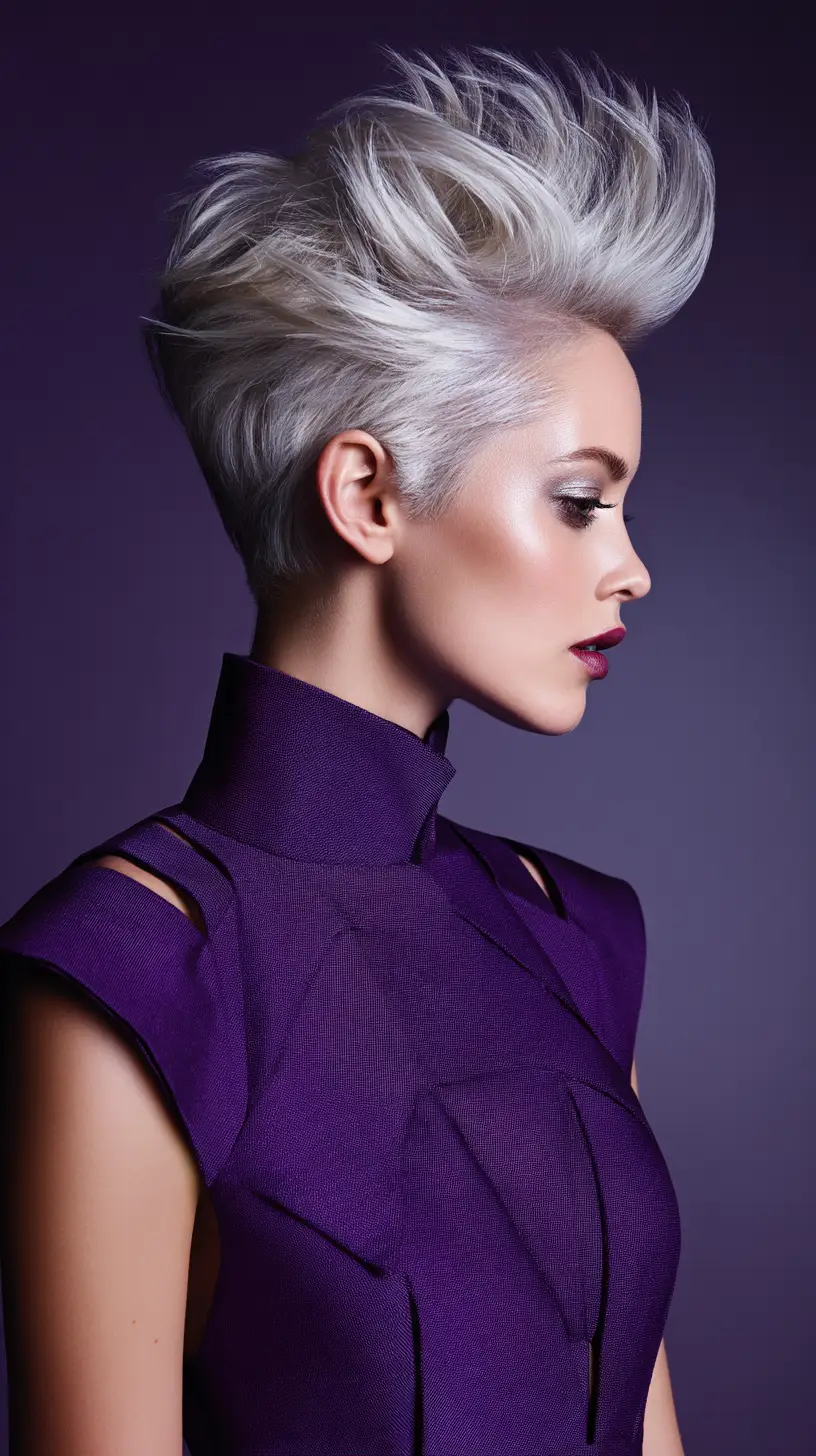 15 Chic Hairstyles For High Neck Dresses: Trending Styles That Create Perfect Harmony 16 Edgy Platinum Fauxhawk