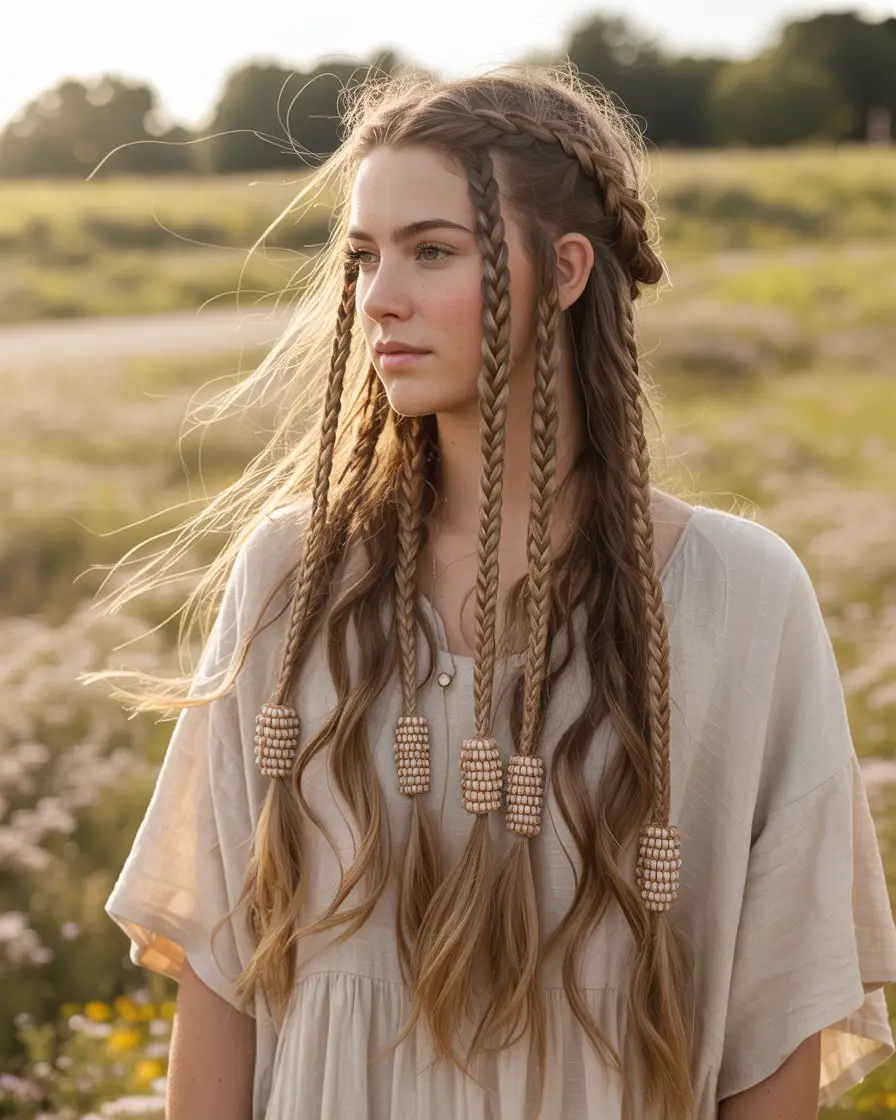 20 Eye-Catching Small Braids Hairstyles: Bold Looks to Elevate Your Hair Game 2 #1. Boho Rope Braids with Beaded Accents