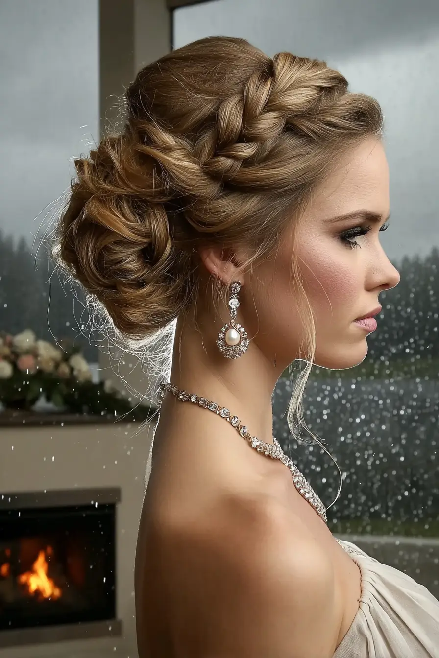 21 Sleek Rainy-Day Hairstyles: Easy Ways to Tame the Frizz 2 #1. Braided Crown with Low Twisted Bun
