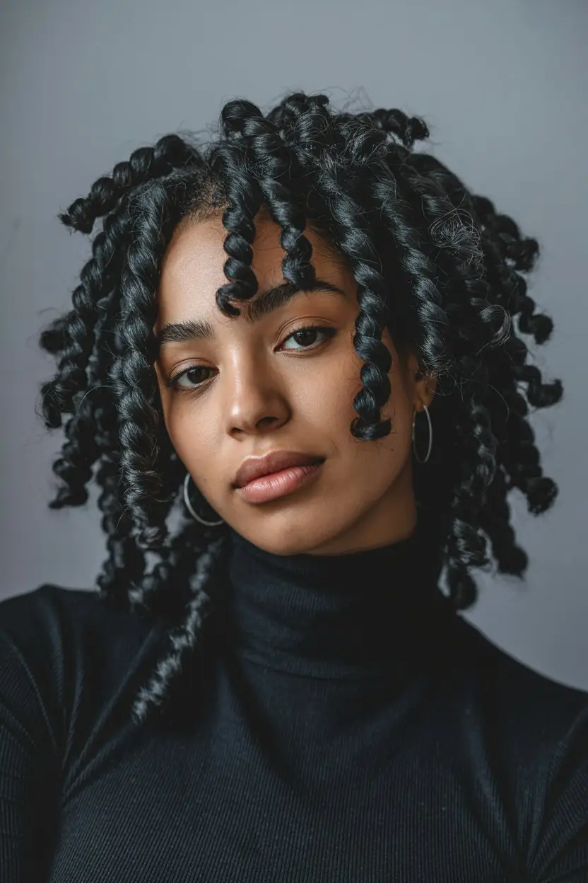 #1. Chunky Havana Twists with Curly Ends