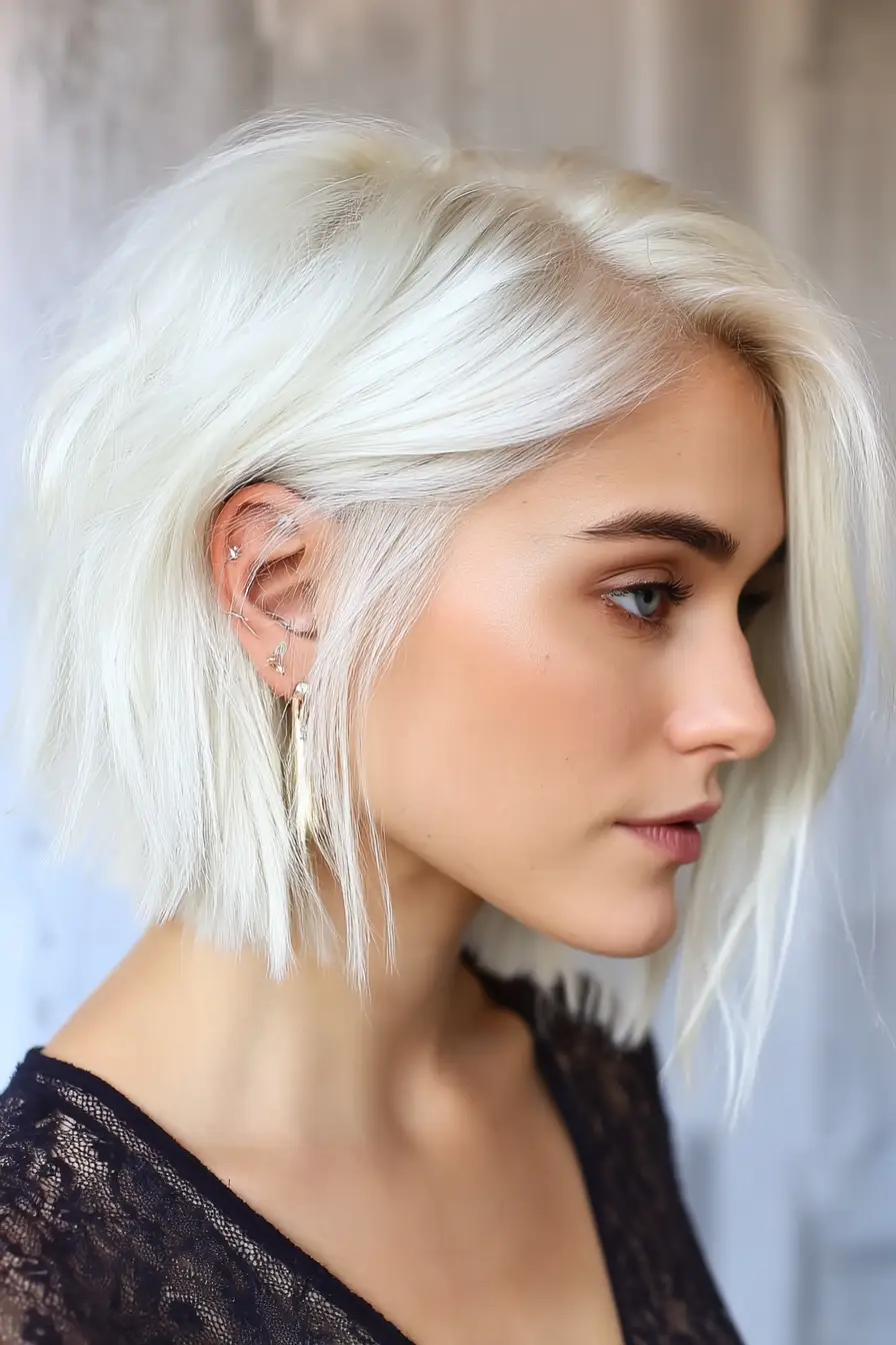 19 Flattering Hairstyles for Fine Hair: Volume-Boosting Looks That Feel Effortless 2 #1. Platinum Textured Bob with Side Part