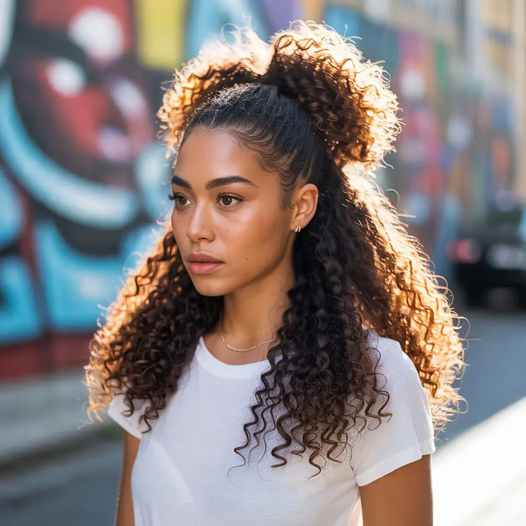 17 Sporty Curly Lacrosse Hairstyles: Game-Ready Looks with Flair 2 #1. The High Puff Ponytail with Curly Ends