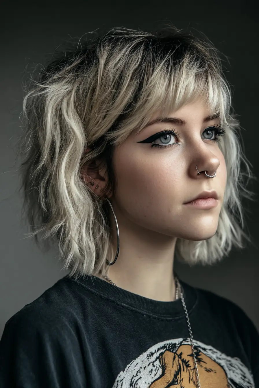 21 Chic Short Layered Hairstyles: Modern Cuts for a Fresh, Youthful Vibe 2 #1. Tousled Blonde Bob with Choppy Layers and Wispy Bangs