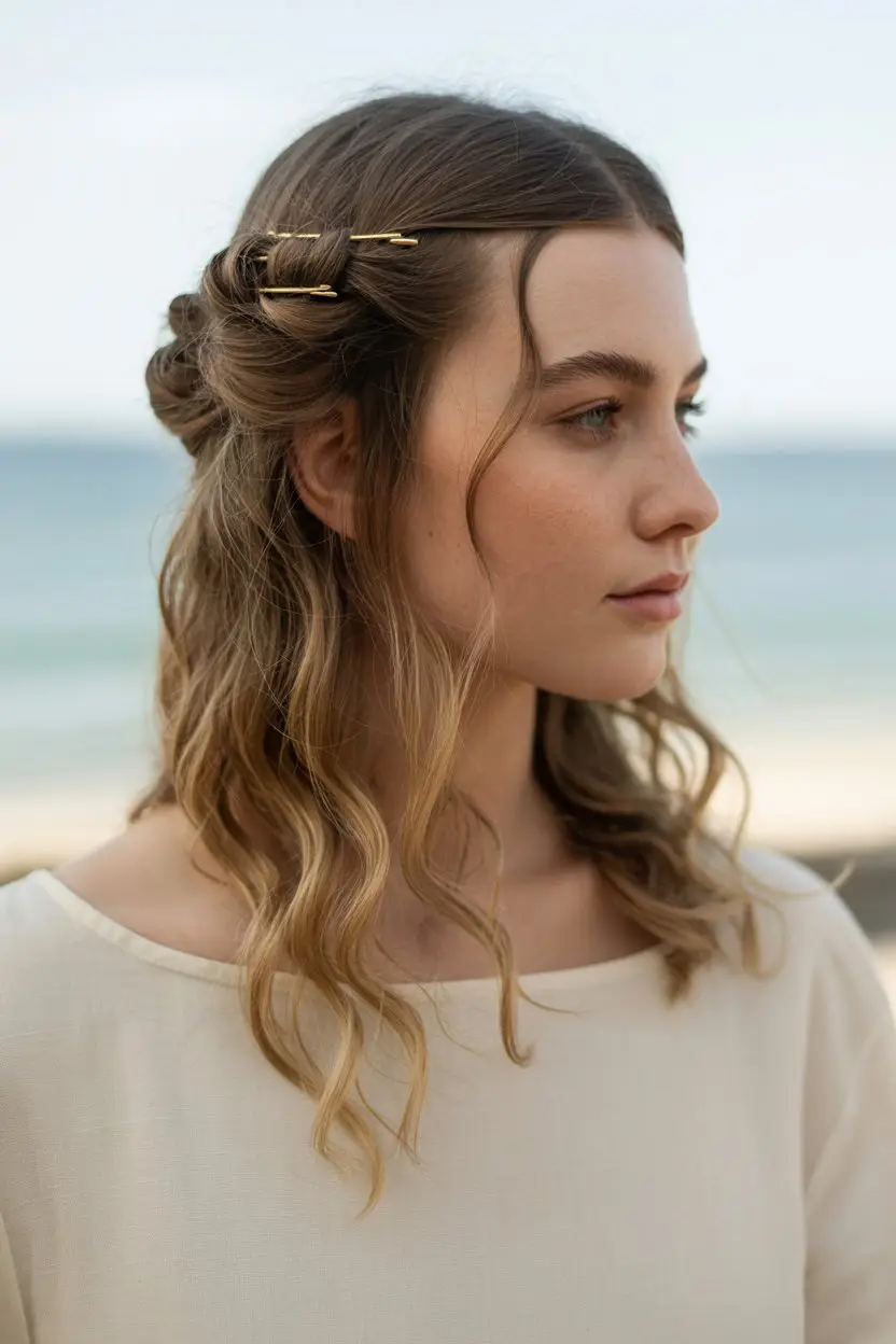 #10. Half-Up Twisted Knot with Loose Beach Waves