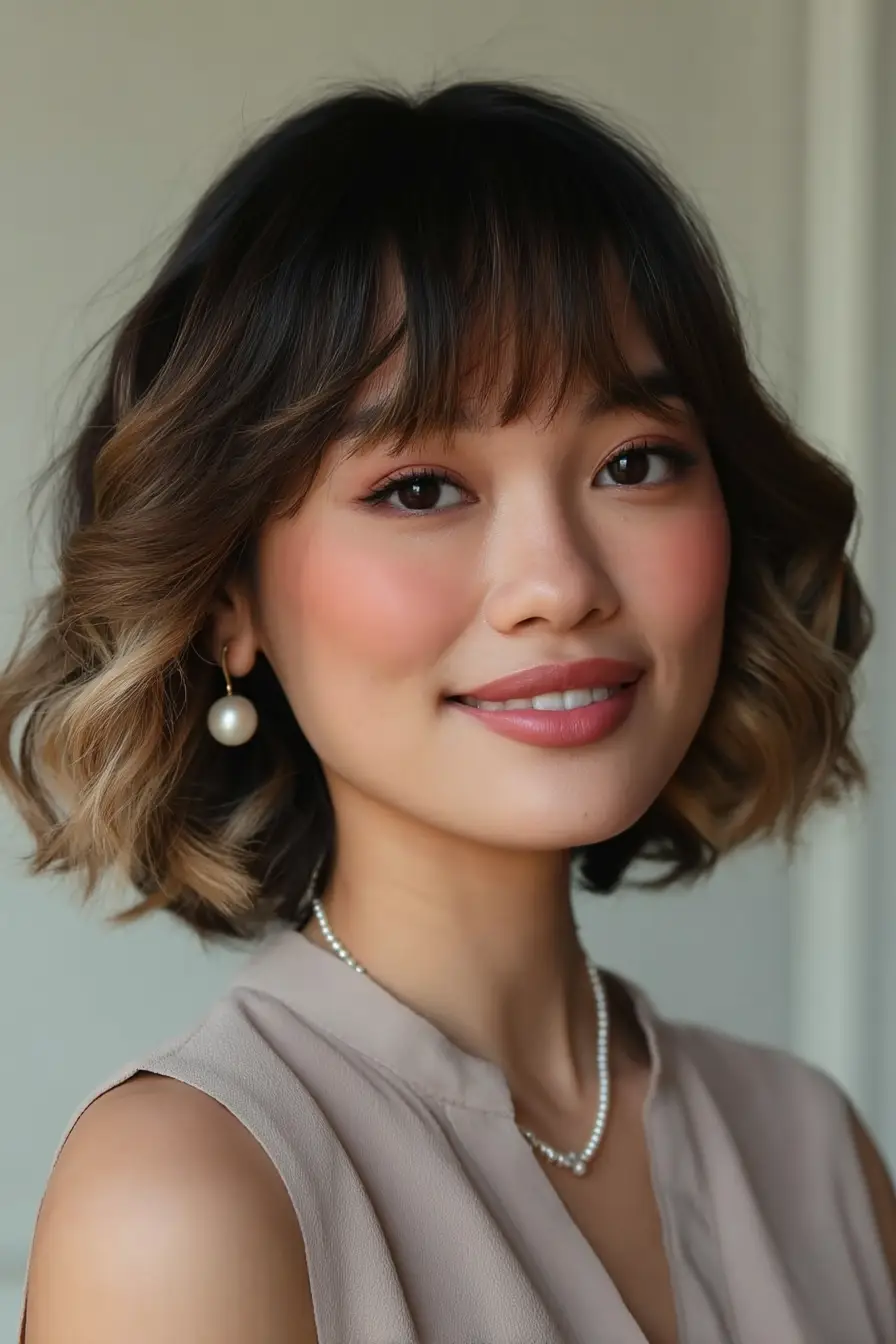 19 Flattering Hairstyles for Fine Hair: Volume-Boosting Looks That Feel Effortless 11 #10. Soft Wavy Bob with Wispy Bangs and Honey Tips