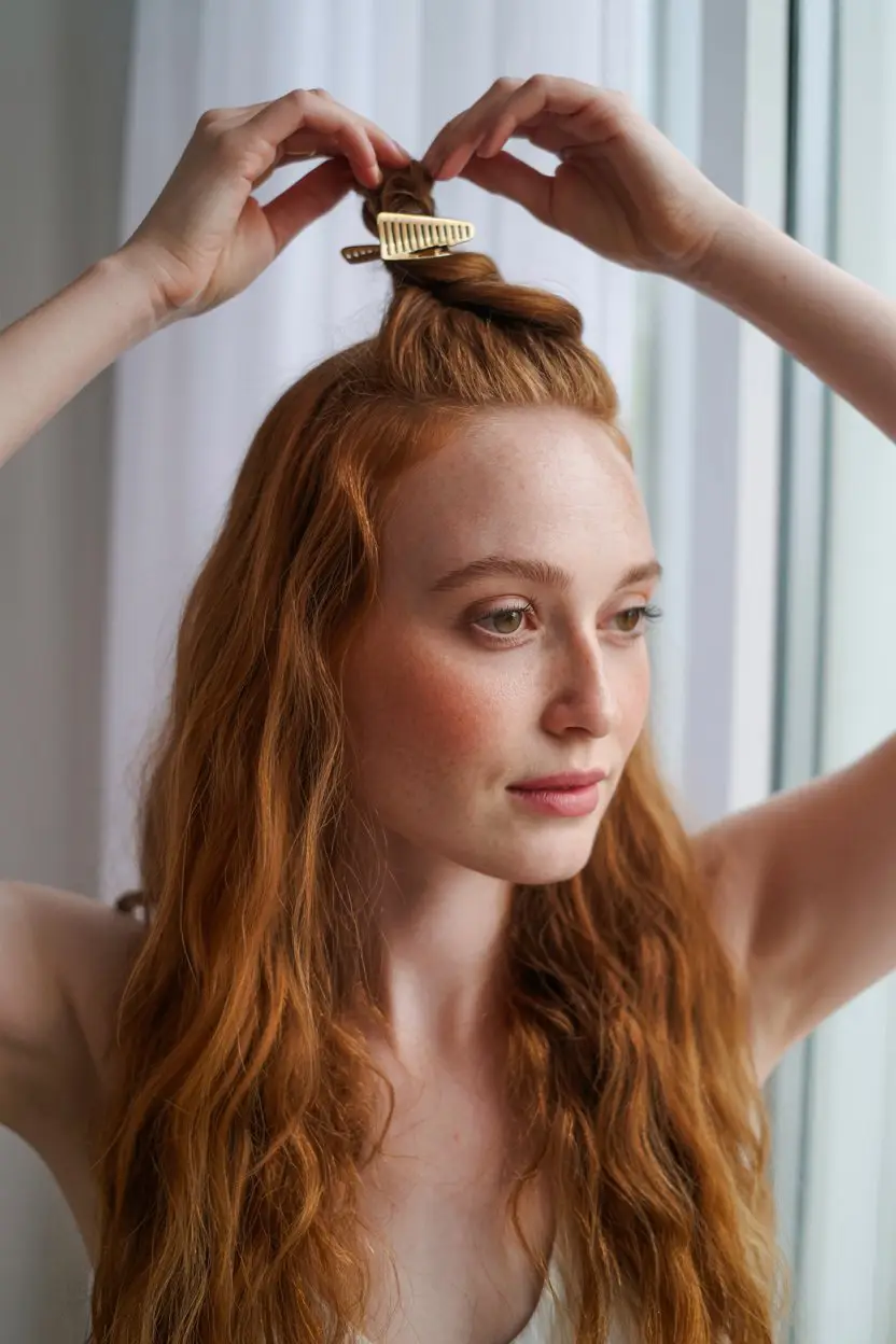 18 Relaxed Yoga Hairstyles: Low-Maintenance Styles with a Calm and Comfy Vibe 11 #10. The Half-Up Twist for Quick Cool-Downs