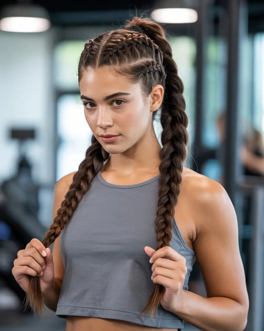 18 Fierce Braided Sporty Hairstyles: Power Looks for Active Days 11 #10. The Triple Braid Ponytail for Extra Grip