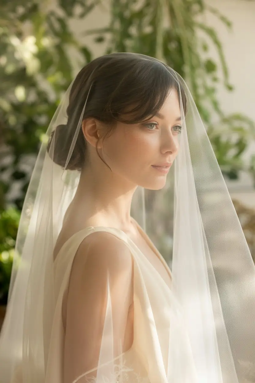 15 Ethereal Wedding Hairstyles With Veil: Soft and Stunning Bridal Inspirations 11 #10. Twisted Low Updo with Two-Tier Veil