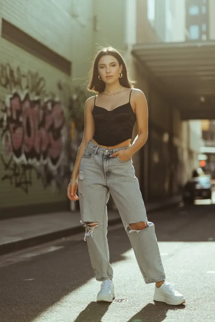 #11. Corset Top & Slouchy Jeans (Cool-Girl Approved)