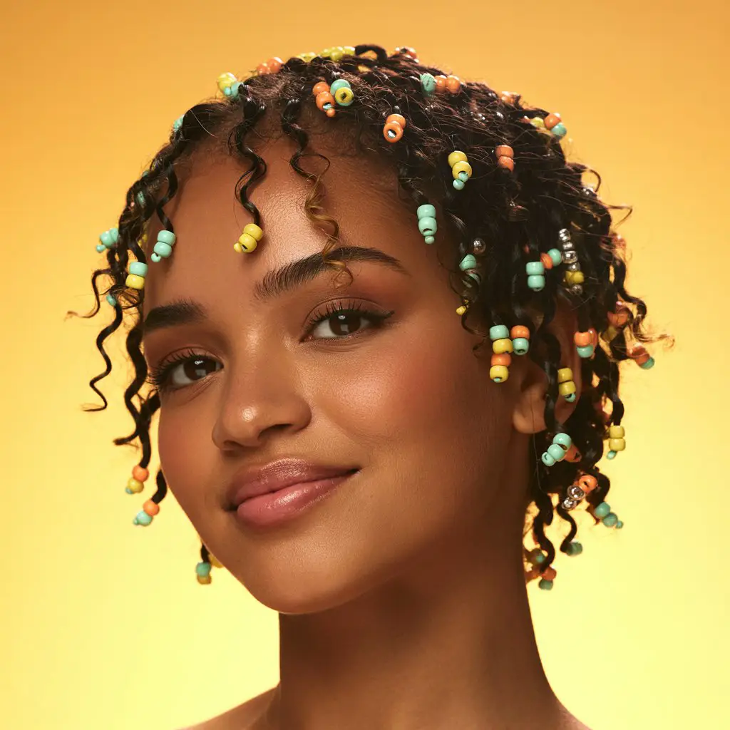 17 Sporty Curly Lacrosse Hairstyles: Game-Ready Looks with Flair 12 #11. Curly Micro Braids with Beaded Accents