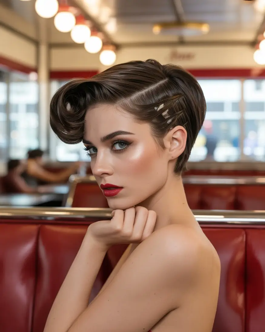 19 Clever Hairstyles For Greasy Hair: Quick Fixes That Still Look Fresh 12 #11. Side-Part Pixie Pin-Up