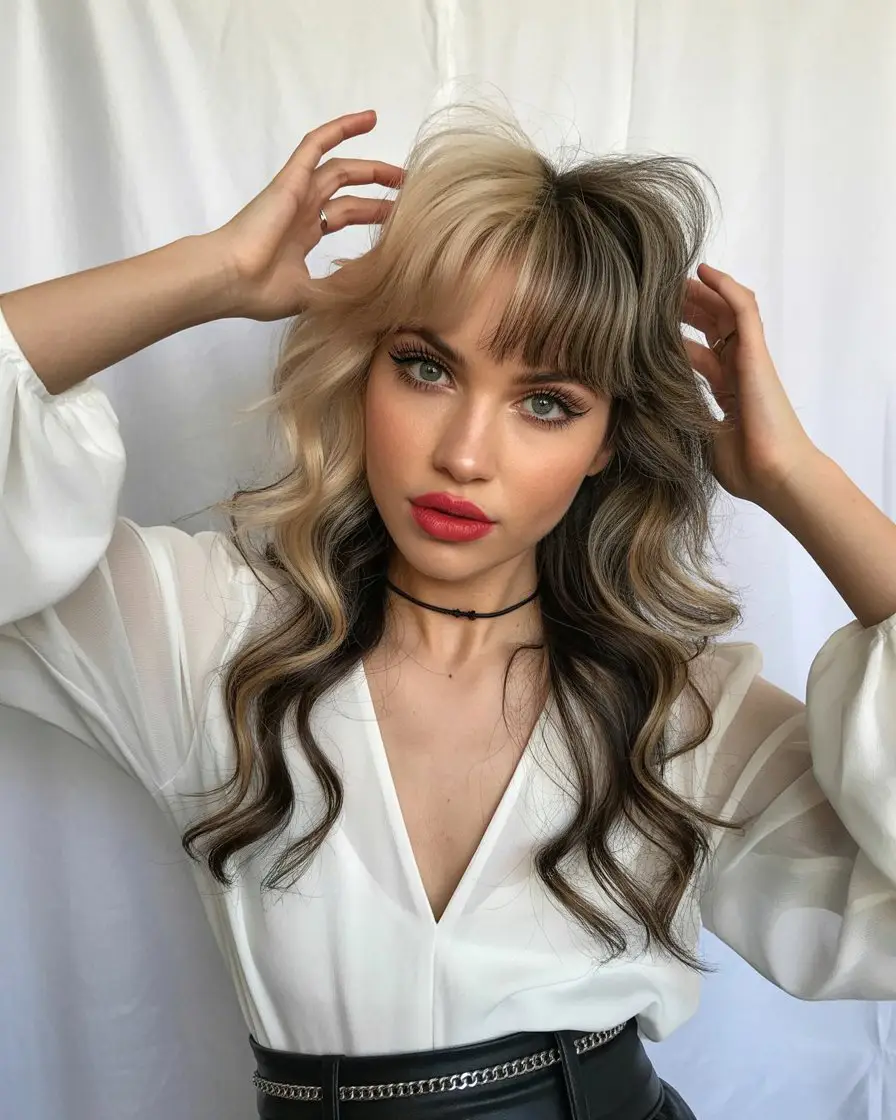 #11. Two-Tone Waves with Windswept Bangs