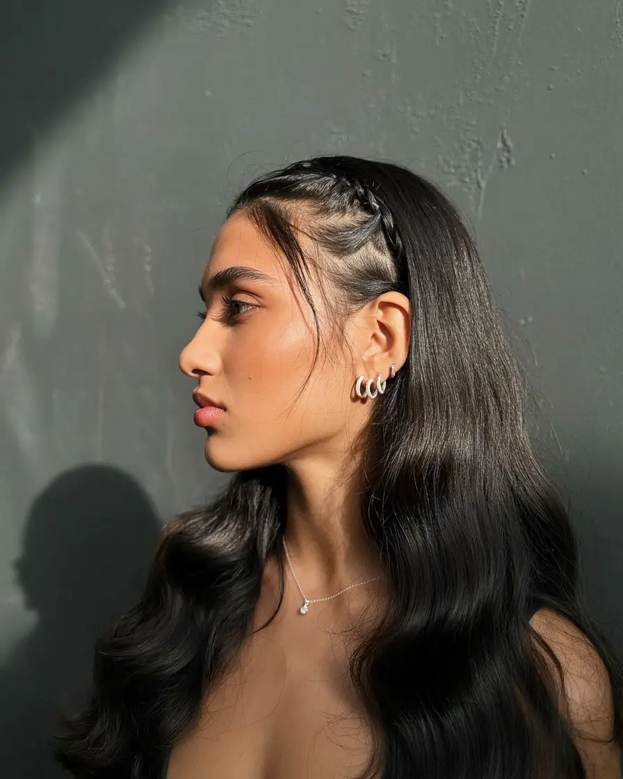 17 Stylish Vacation Hairstyles: Chic and Easy Options for Getaways 12 #11. Wavy Lengths with Crown Accent Braids