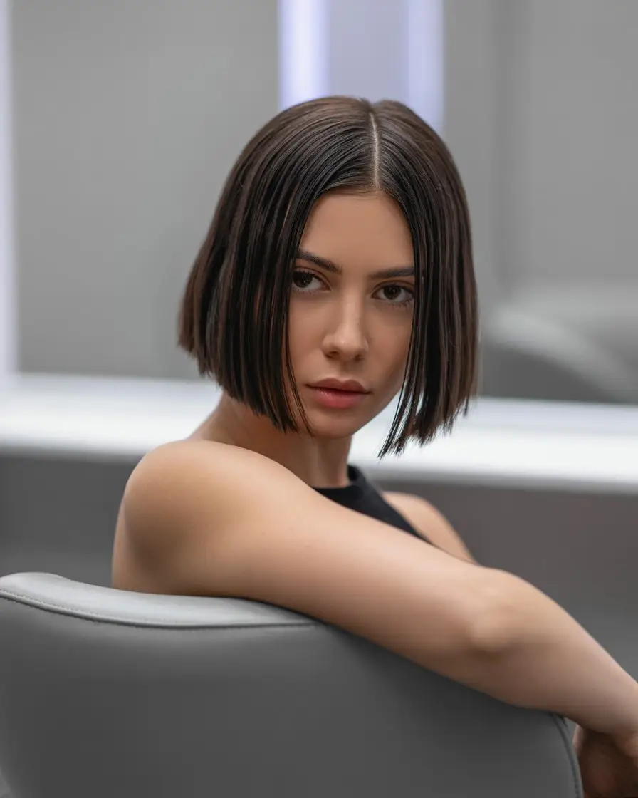 #12. Angled Blunt Cut: Precision Lines for Definition